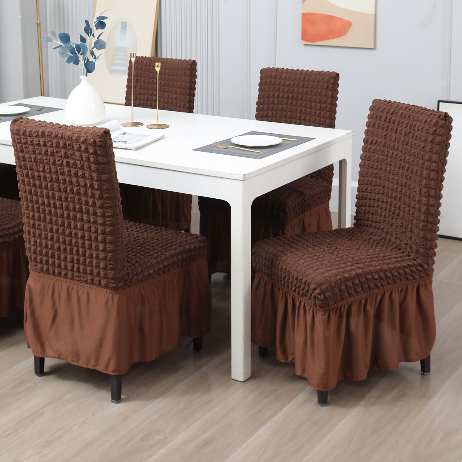 Image of HOKiPO Polyester 4 Seater Chair Plain Cover