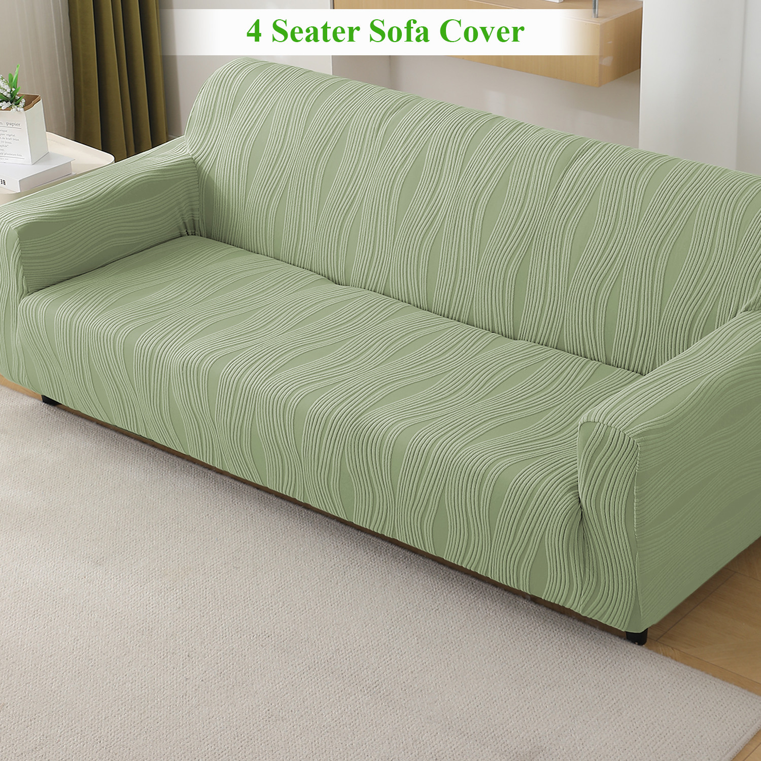 Image of HOKiPO Jacquard 4 Seater Sofa Striped Cover
