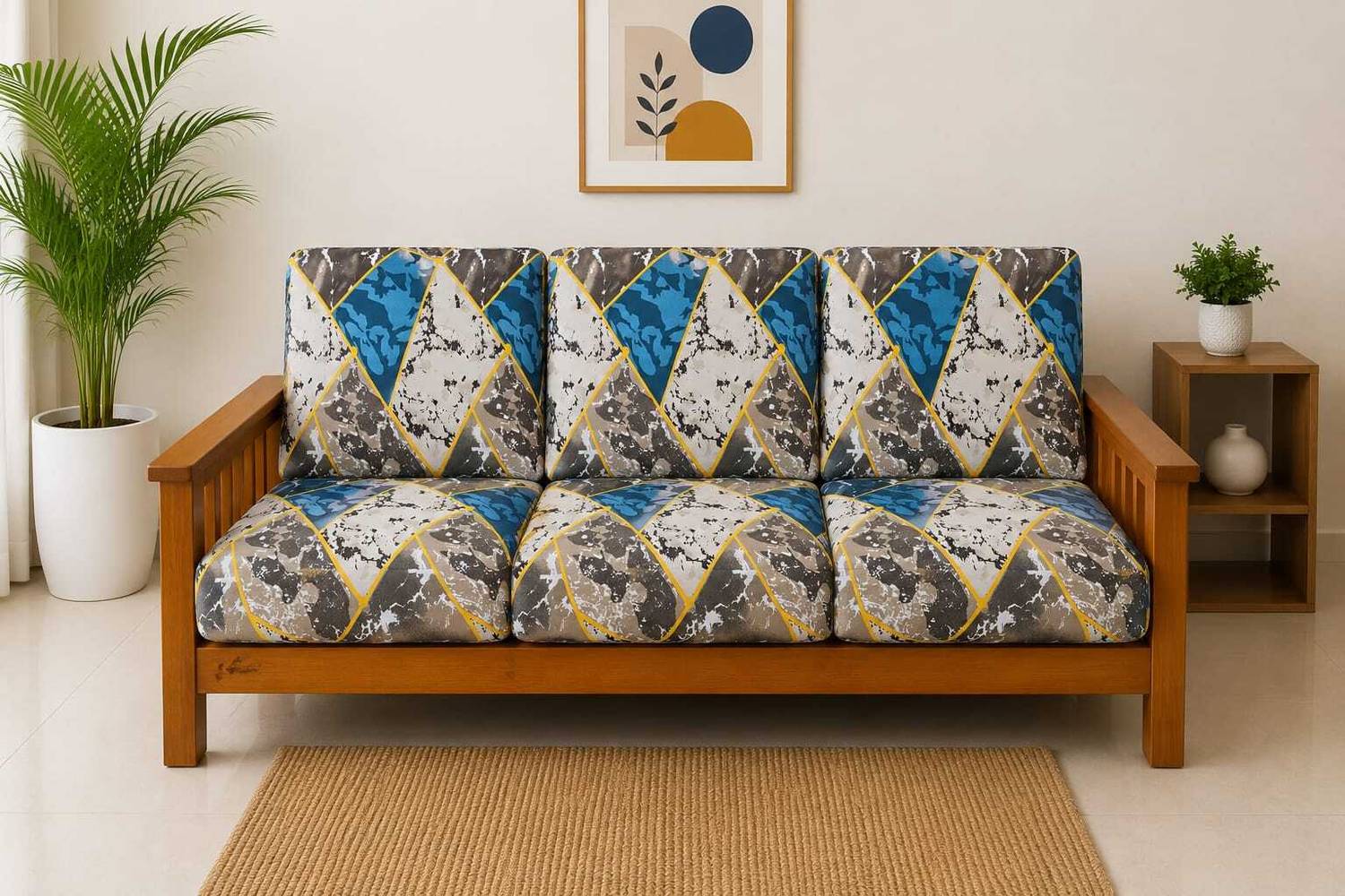 igi Polyester 3+1+1 Seater Sofa Blue Pack of 10 - Image 3