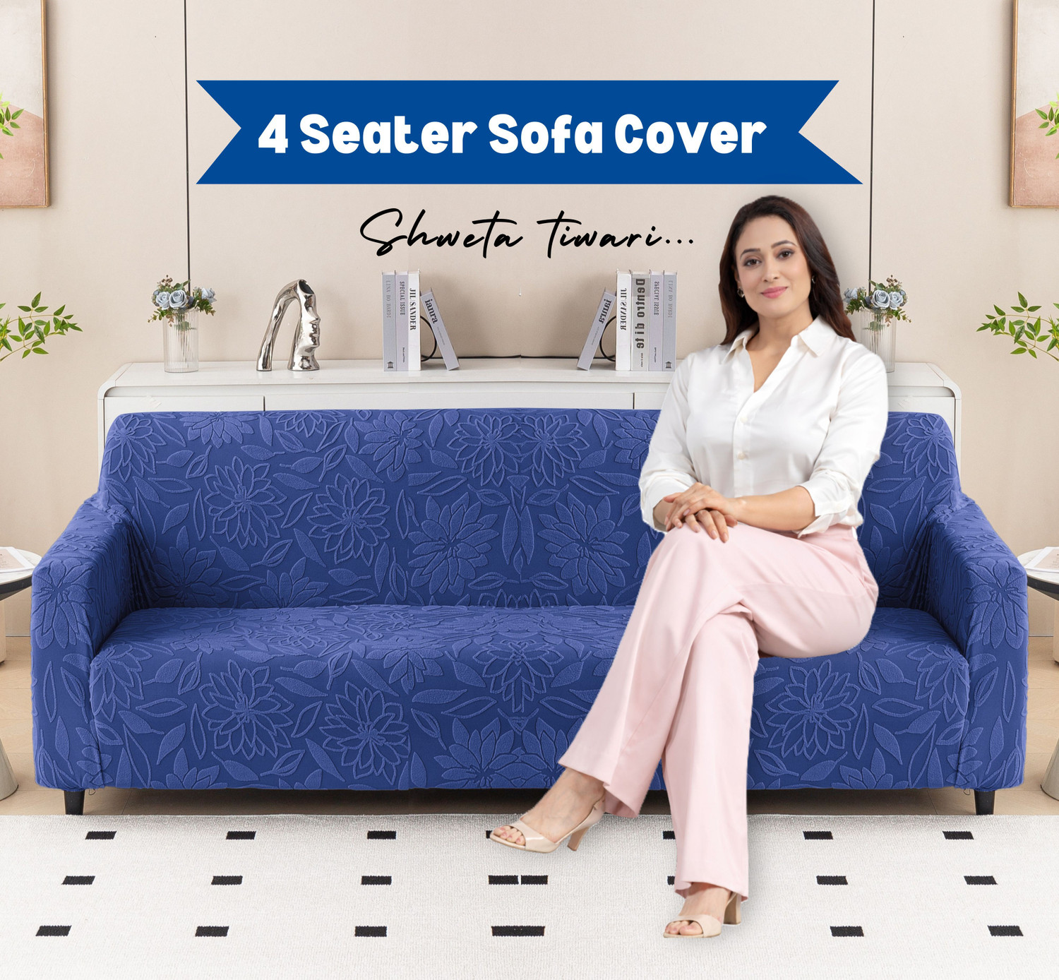 Image of Magical Jacquard 4 Seater Sofa Floral Cover