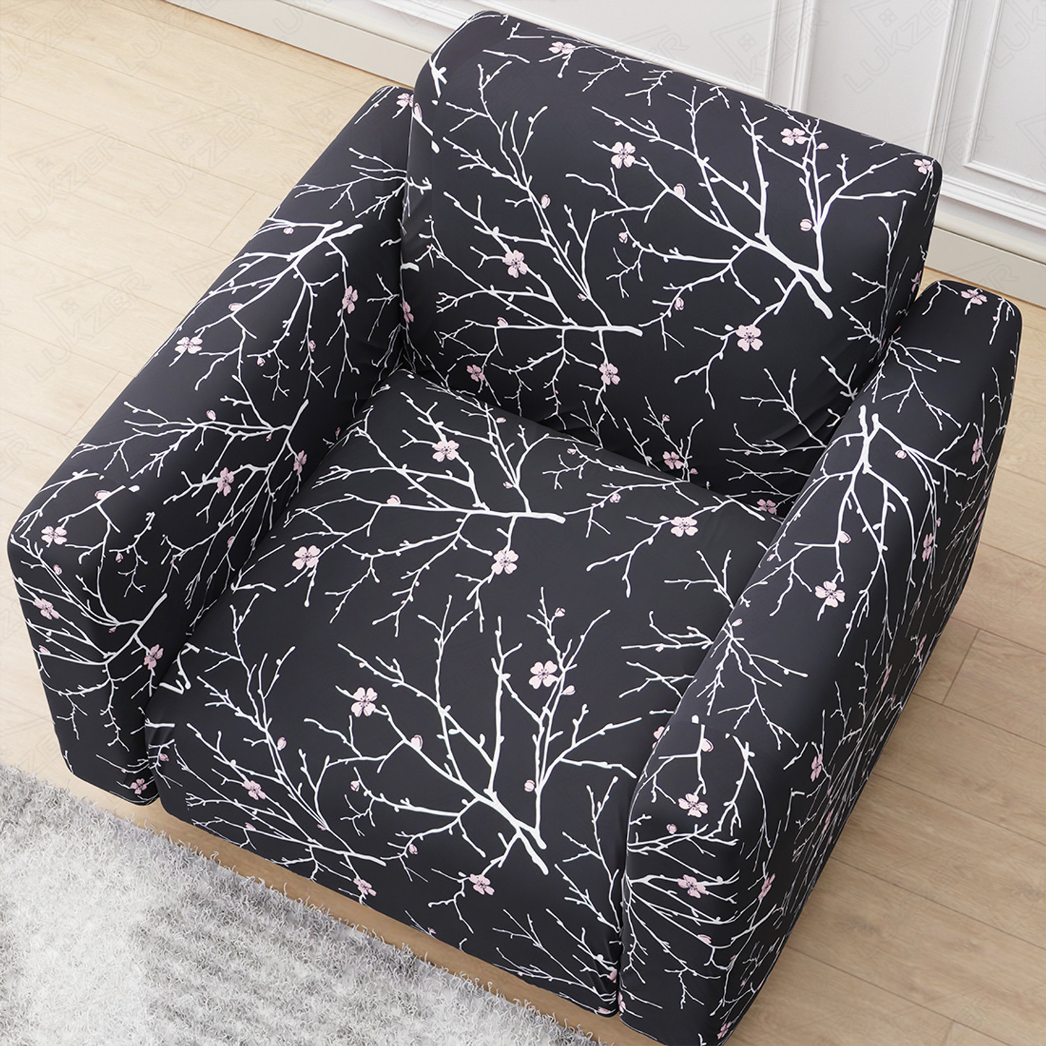 Image of LUKZER Polyester 1 Seater Sofa Floral Cover