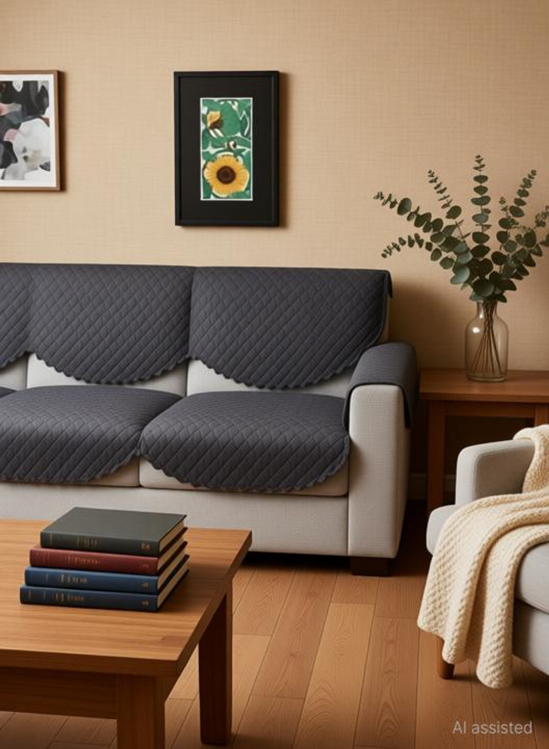 Image of M B Decor Velvet 3+2+2 Seater Sofa Abstract Cover