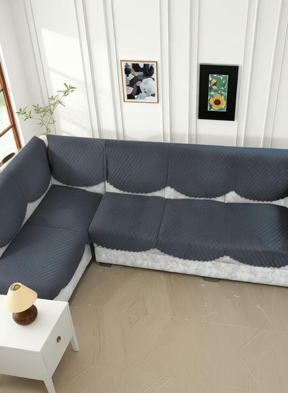Image of M B Decor Velvet 3+2+2 Seater Sofa Abstract Cover