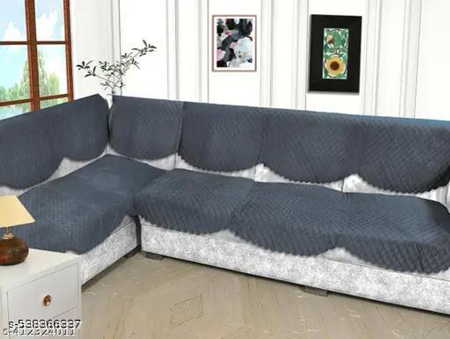 Image of M B Decor Velvet 3+2+2 Seater Sofa Abstract Cover