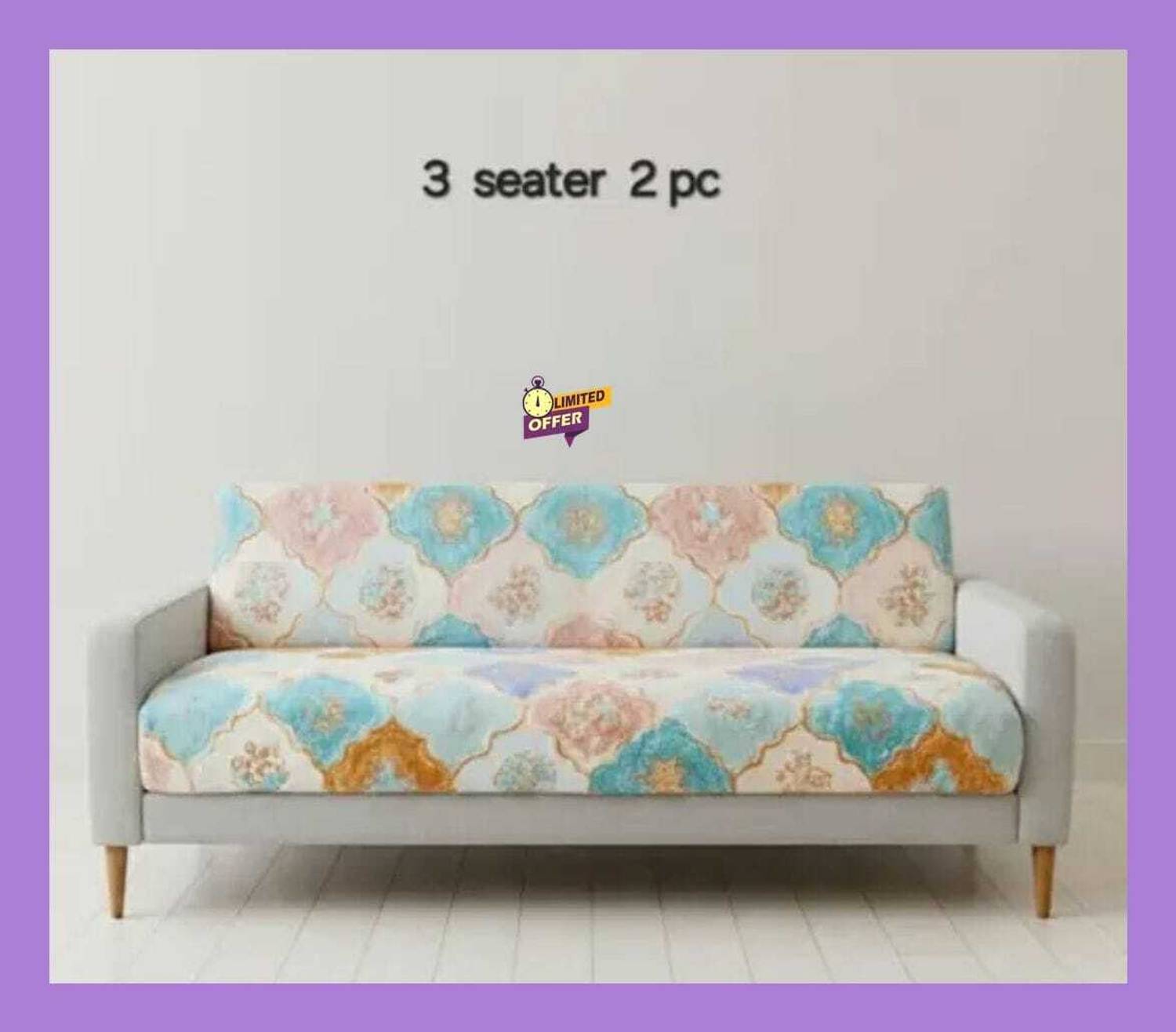 Alkaylaa Velvet 3 Seater Sofa Floral Cover