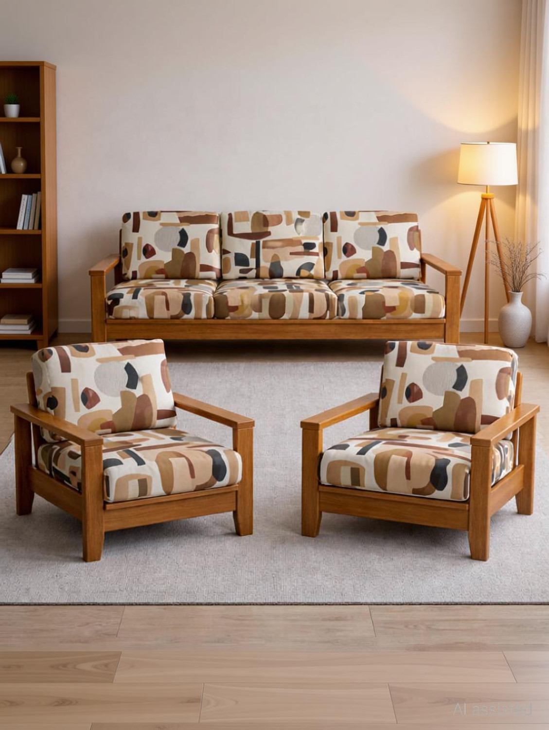 Image of igi Polyester 3+1+1 Seater Sofa Printed Cover
