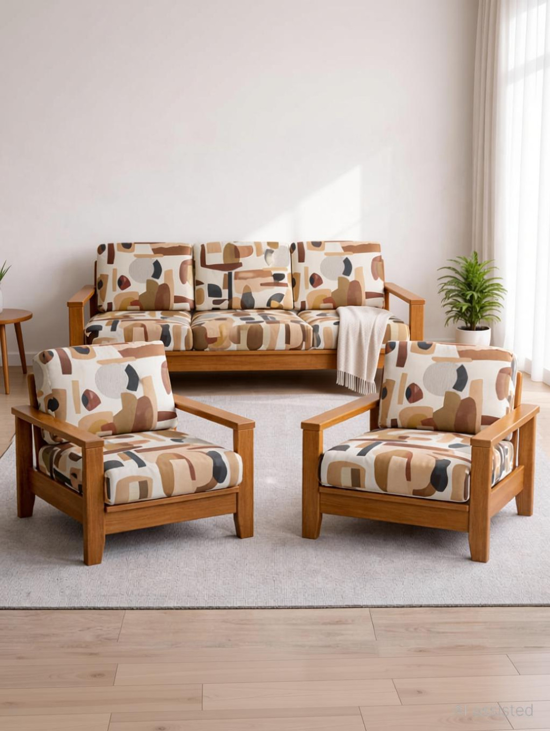 Image of igi Polyester 3+1+1 Seater Sofa Printed Cover
