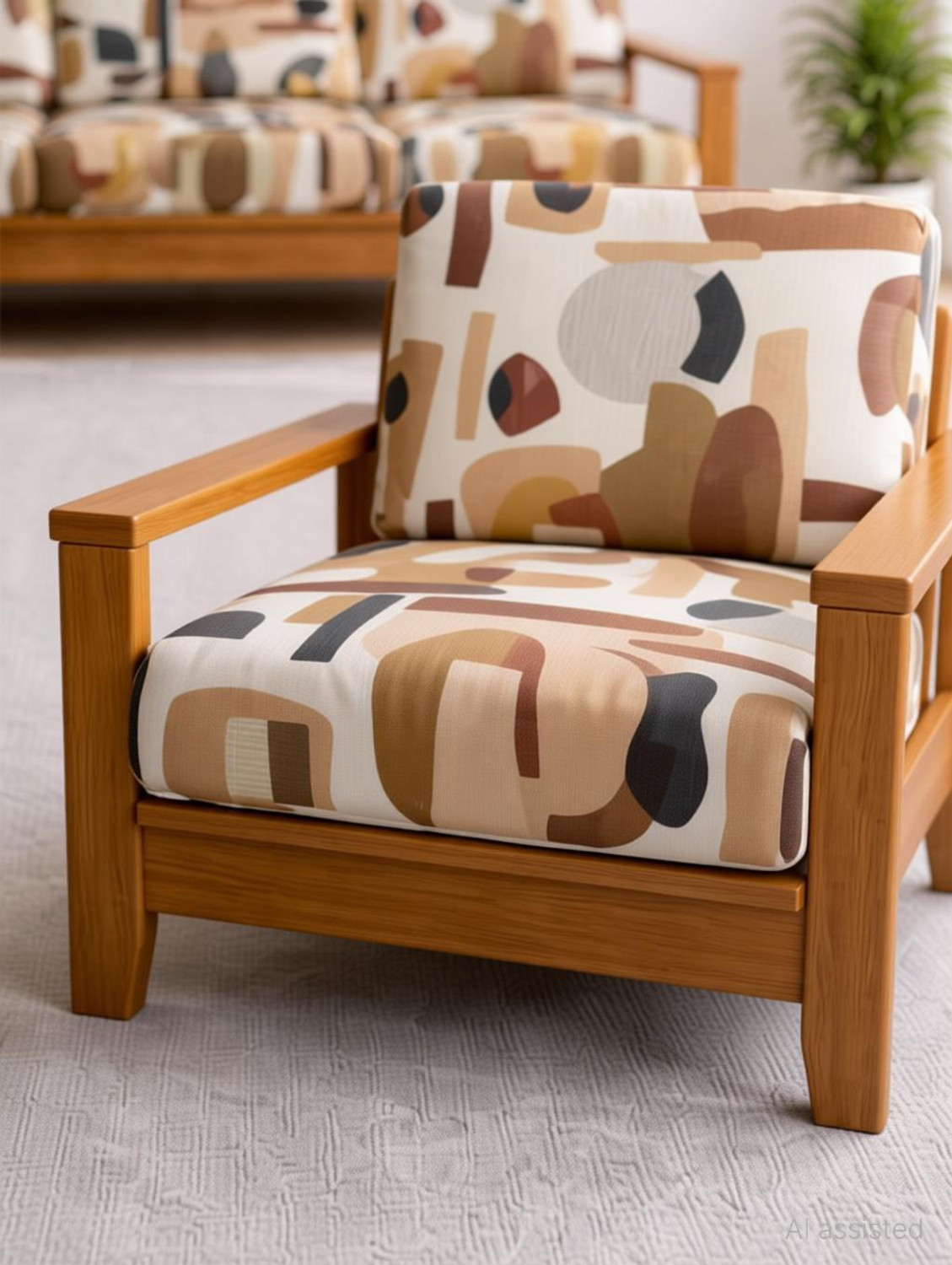 Image of igi Polyester 3+1+1 Seater Sofa Printed Cover
