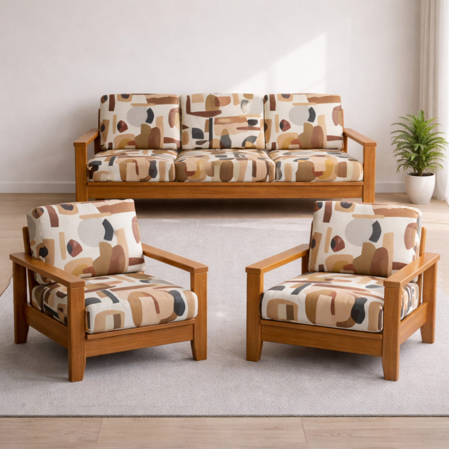 Image of igi Polyester 3+1+1 Seater Sofa Printed Cover