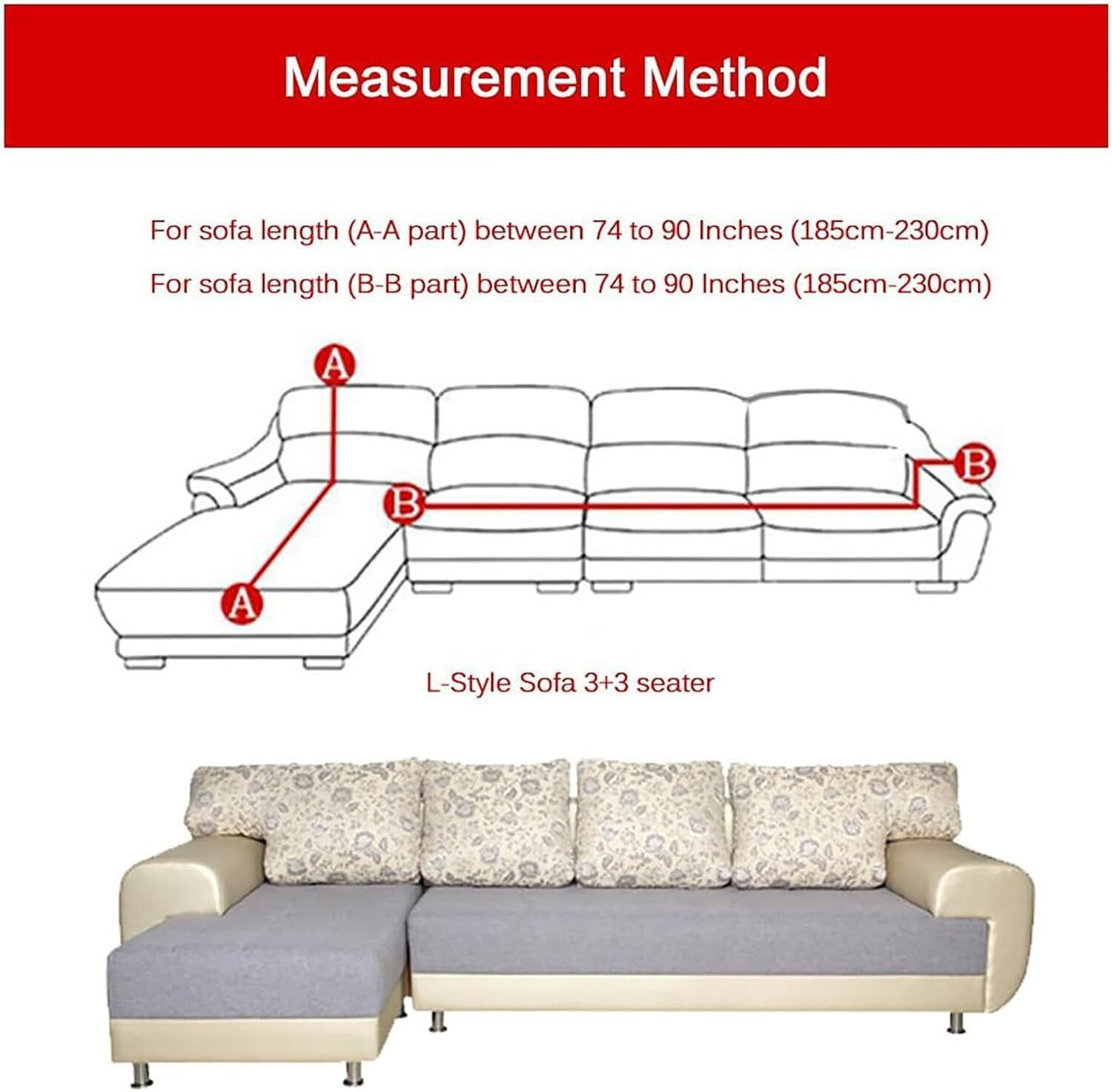 Image of Gifts Island Polyester 3+3 Seater L-Shape Sofa Abstract Cover