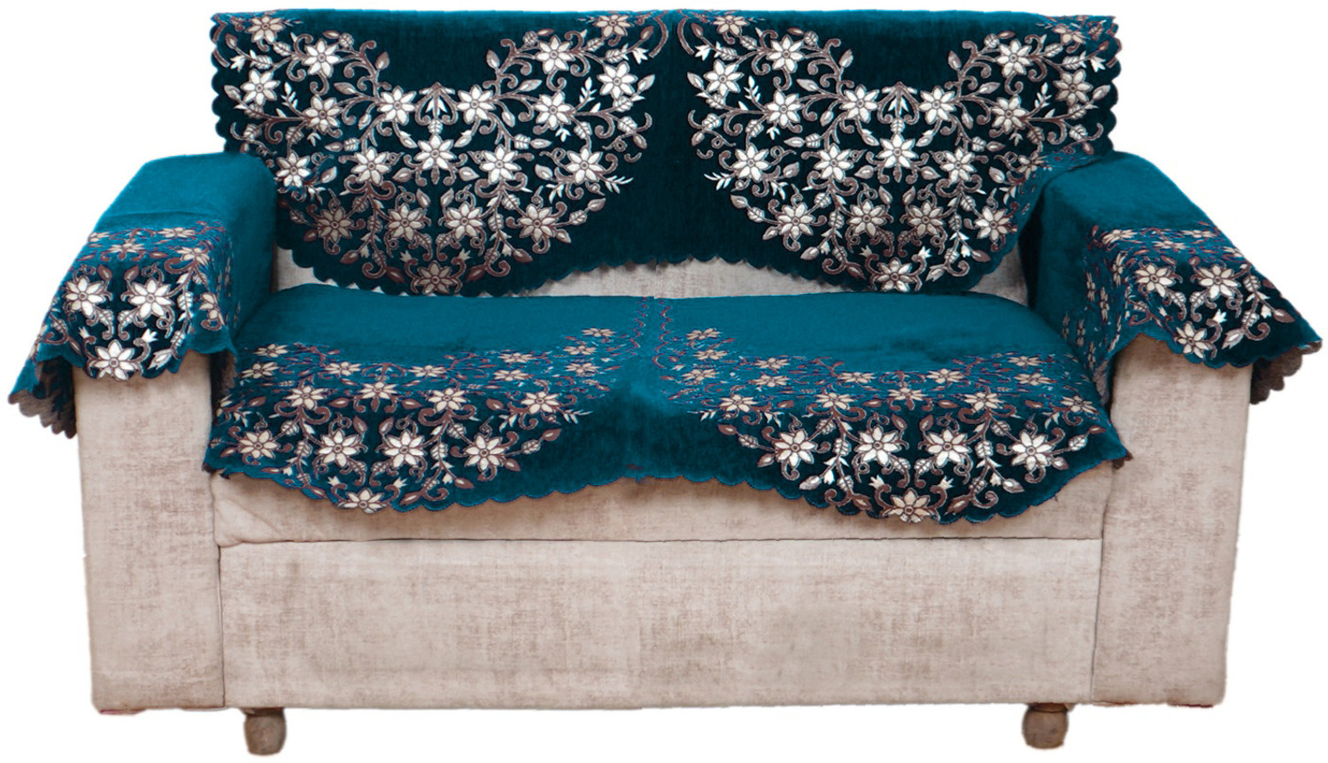 Image of Fashion Throw Chenille 2 Seater Sofa Floral Cover
