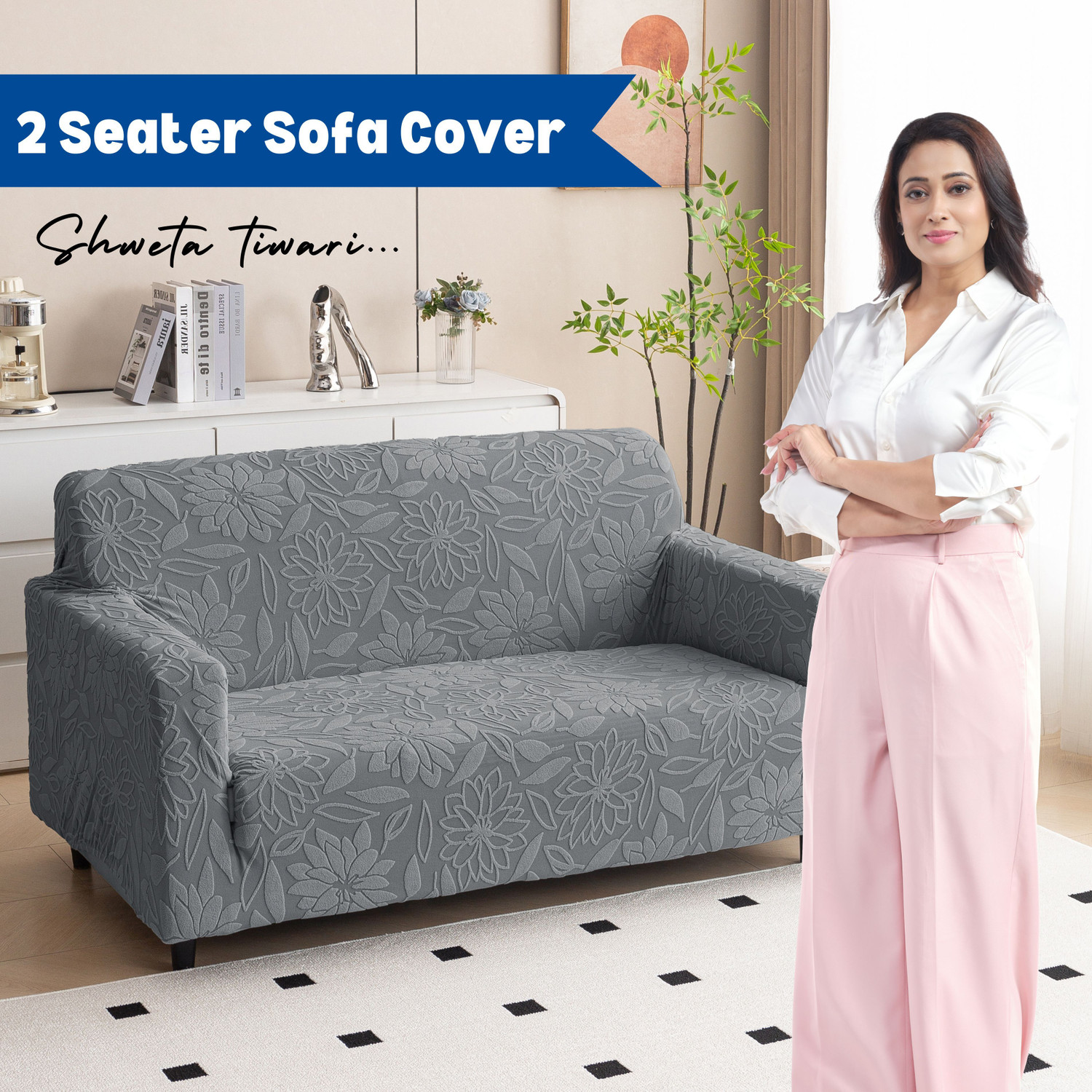 Image of Magical Jacquard 2 Seater Sofa Floral Cover