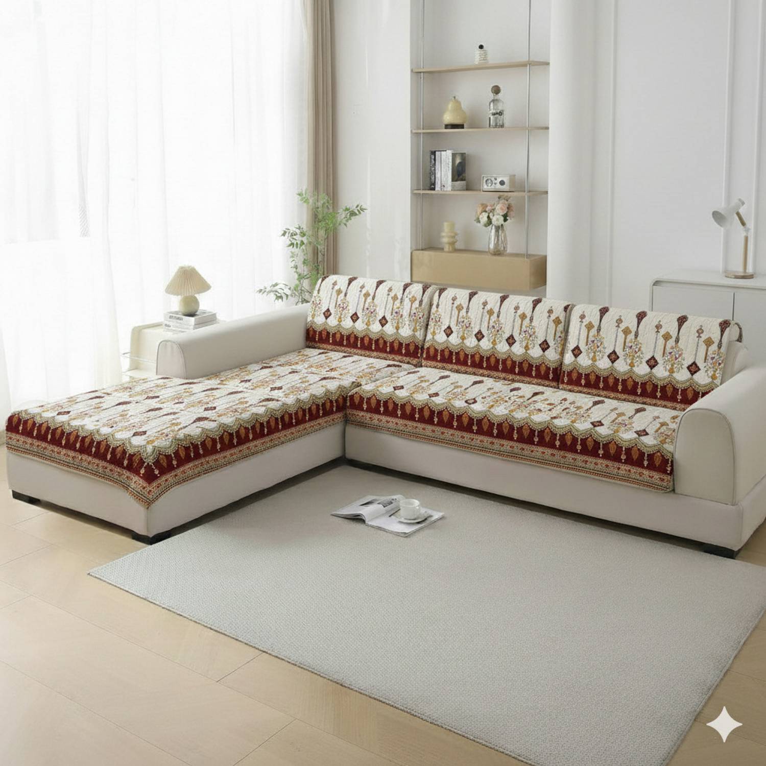 iLiv Velvet 3+3 Seater L-Shape Sofa Pack of 6 - Image 1