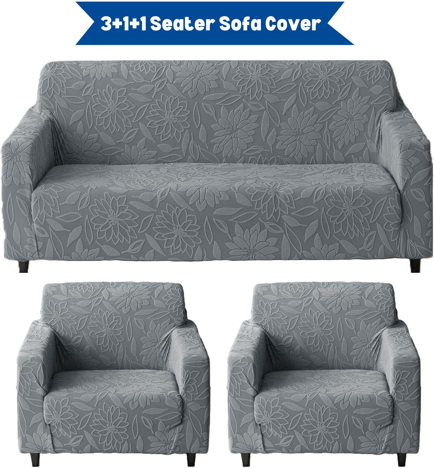 Image of Magical Jacquard 3+1+1 Seater Sofa Floral Cover