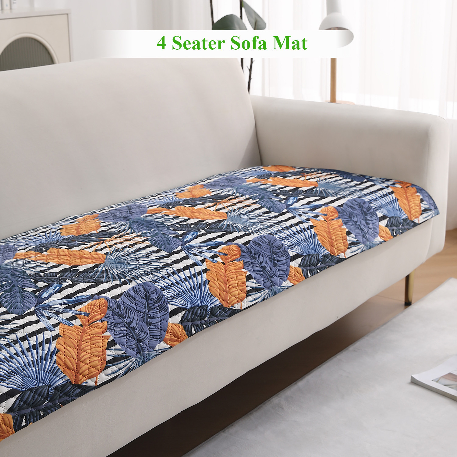 Image of HOKiPO Velvet 4 Seater Sofa Floral Cover