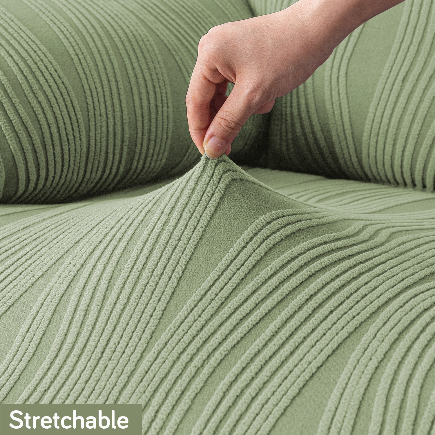 Image of HOKiPO Jacquard 1 Seater Sofa Striped Cover