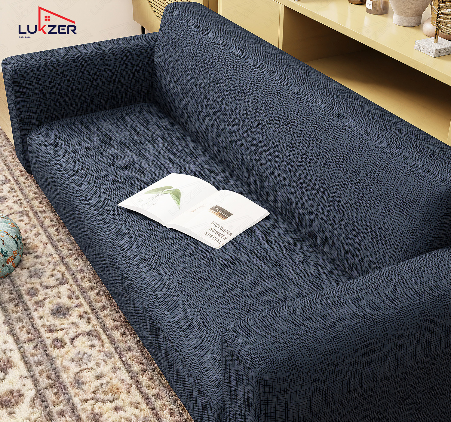 Image of LUKZER Polyester 3 Seater Sofa Floral Cover