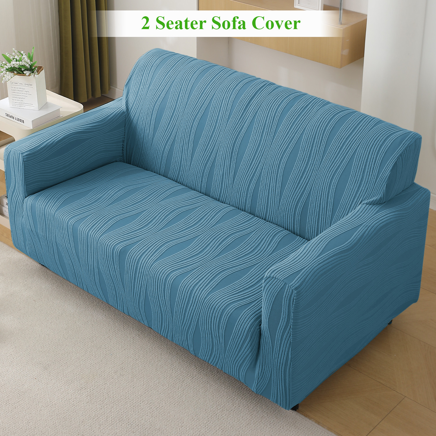 Image of HOKiPO Jacquard 2 Seater Sofa Striped Cover
