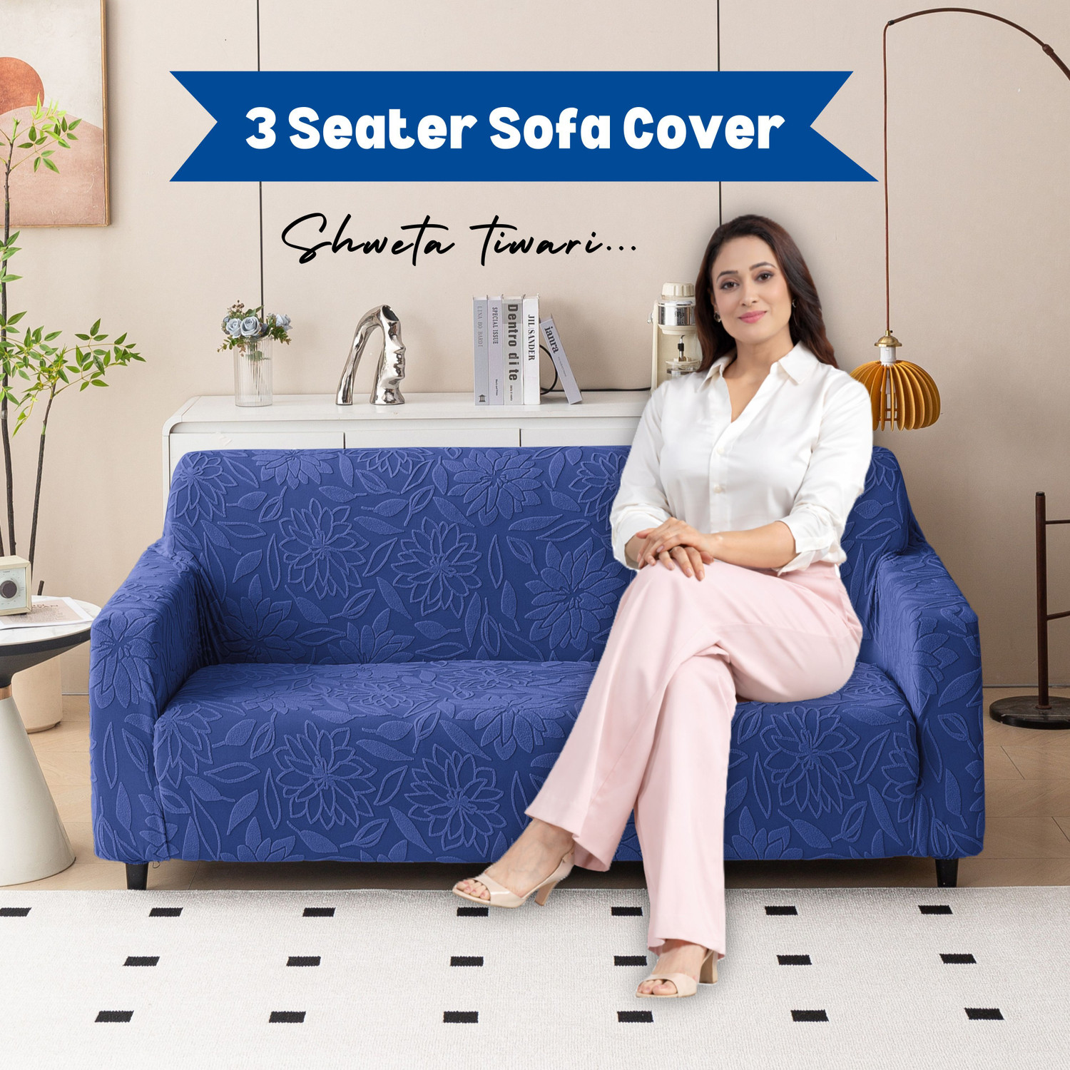 Image of Magical Jacquard 3 Seater Sofa Embroidered Cover