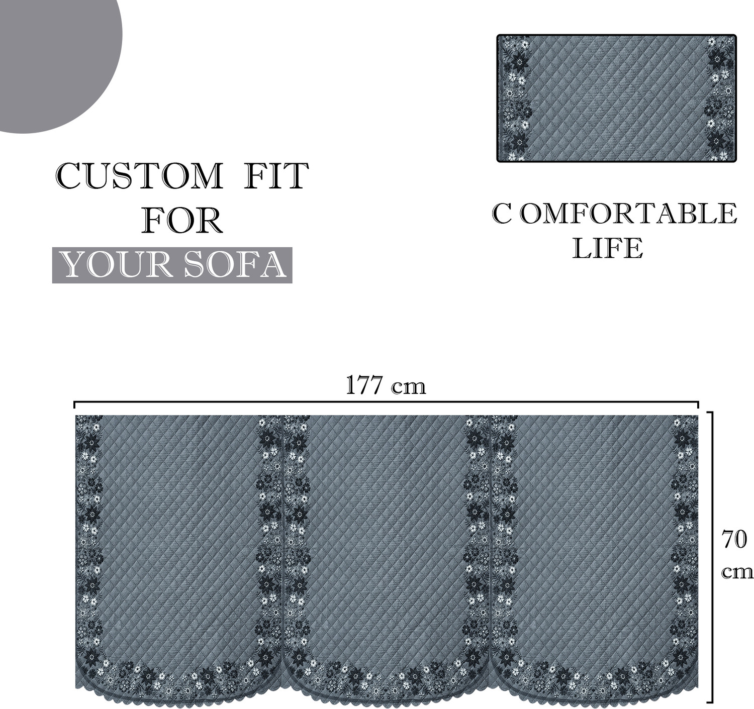 Image of KUBER INDUSTRIES Cotton 3 Seater Sofa Floral Cover