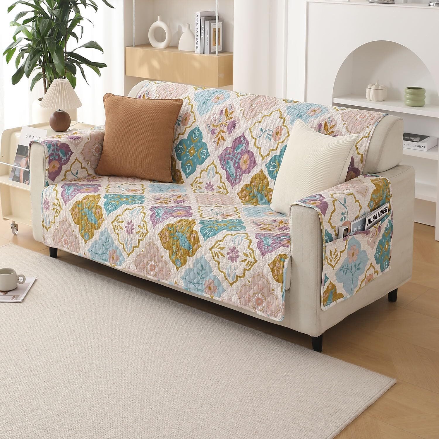 Image of HOKiPO Polyester 2 Seater Sofa Damask Cover