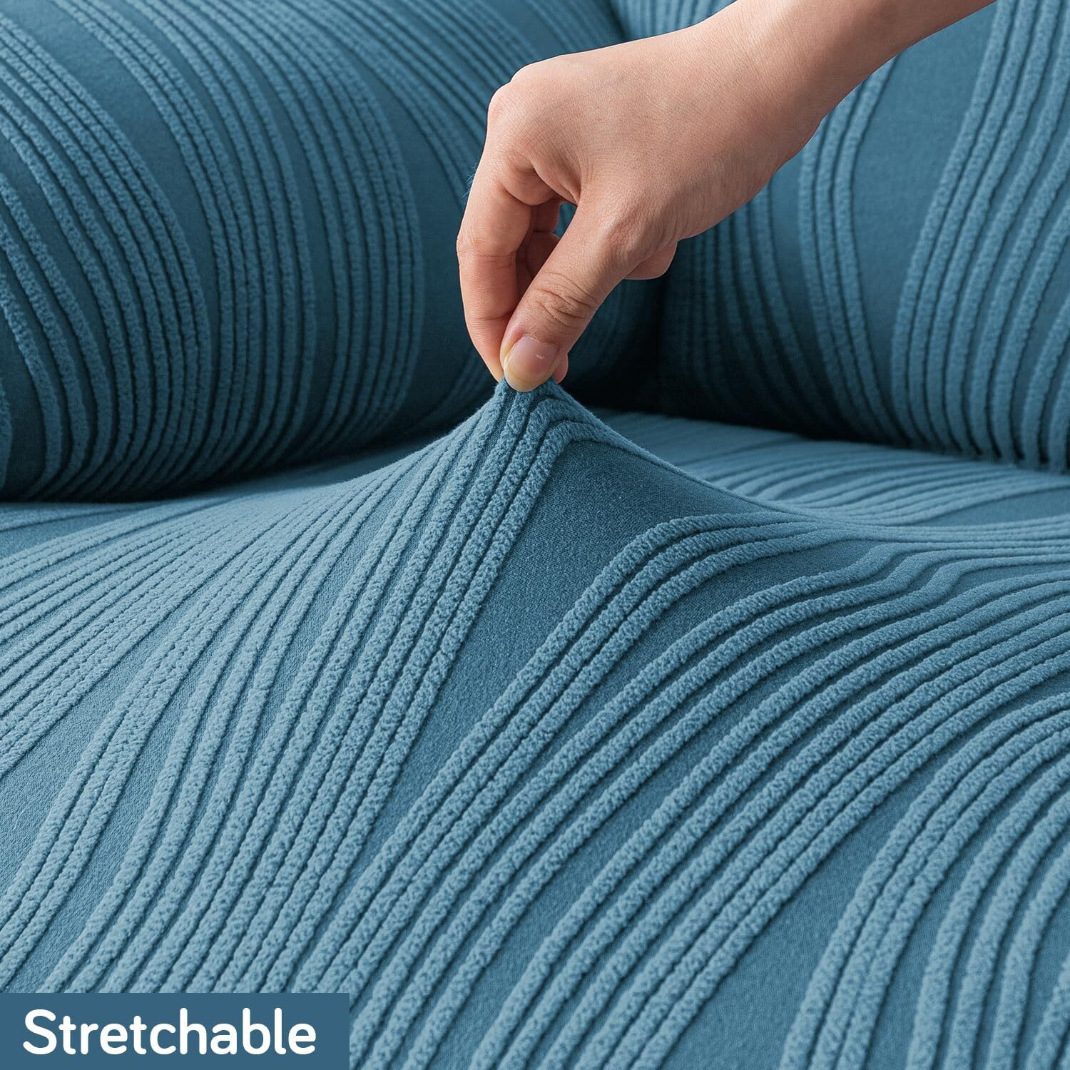 Image of HOKiPO Jacquard 3 Seater Sofa Striped Cover