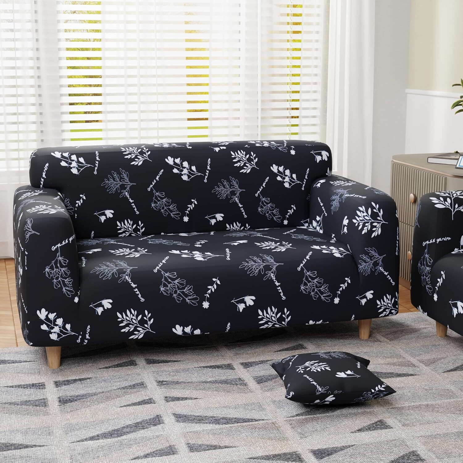 Image of LUKZER Polyester 2 Seater Sofa Floral Cover