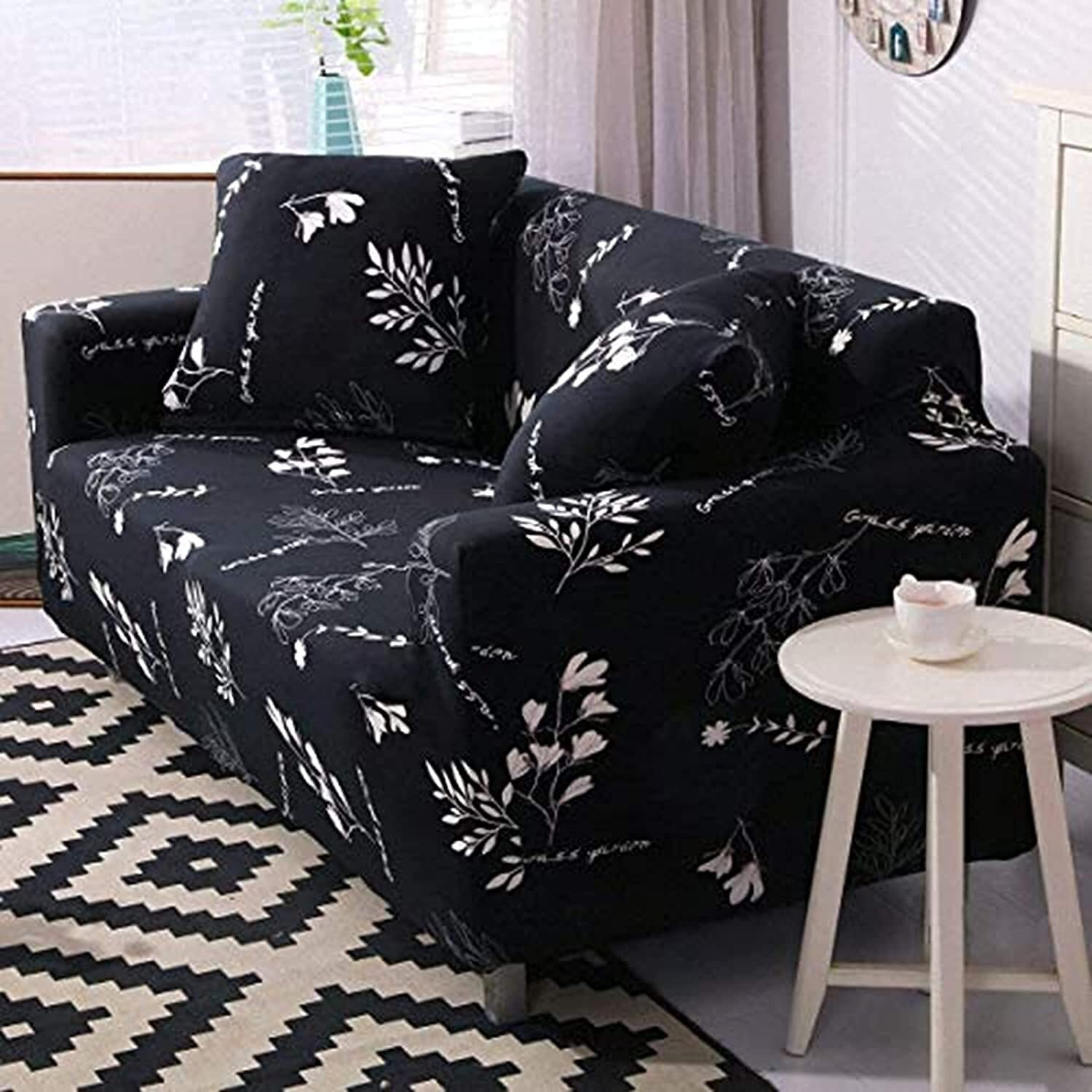 Image of LUKZER Polyester 2 Seater Sofa Floral Cover