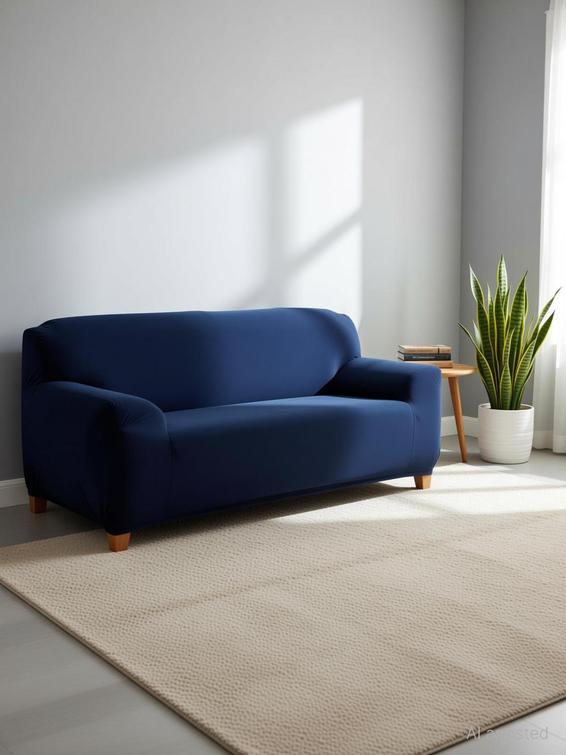 Image of LA MANTTA Polyester, Velvet 3+1+1 Seater Sofa Plain Cover