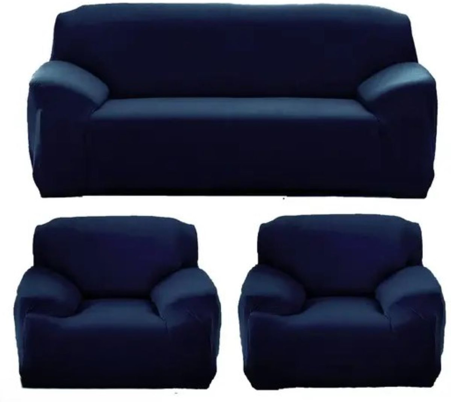 Image of LA MANTTA Polyester, Velvet 3+1+1 Seater Sofa Plain Cover