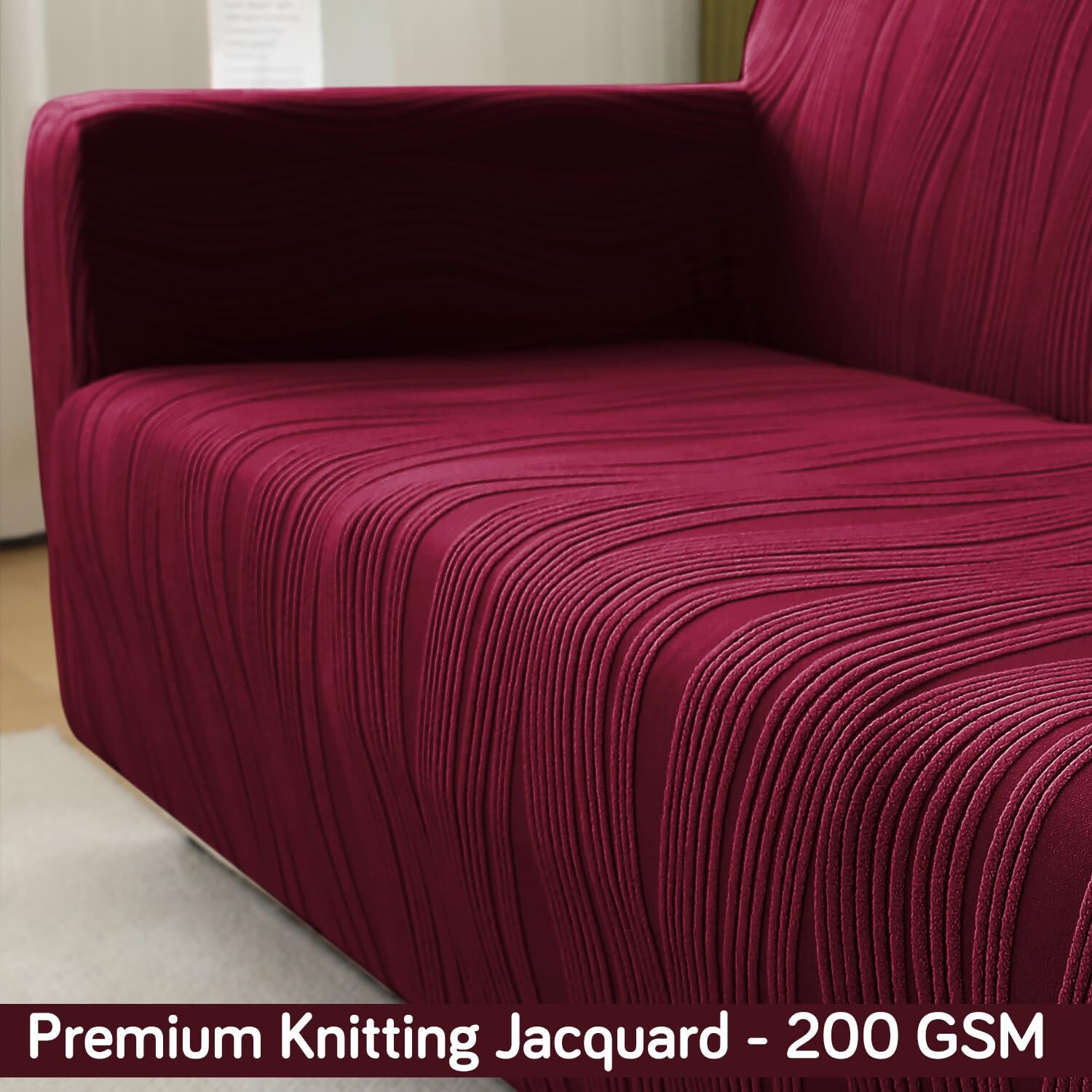 Image of HOKiPO Jacquard 4 Seater Sofa Striped Cover