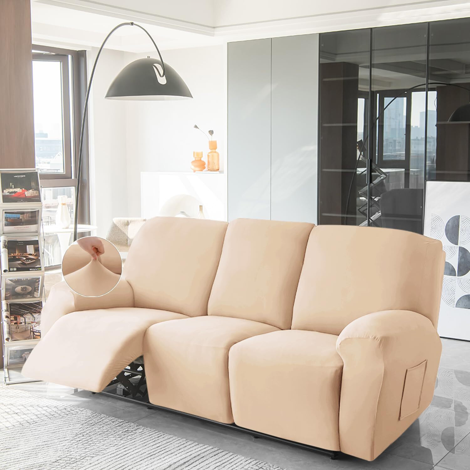 Image of HOKiPO Polyester 3 Seater Sofa Plain Cover