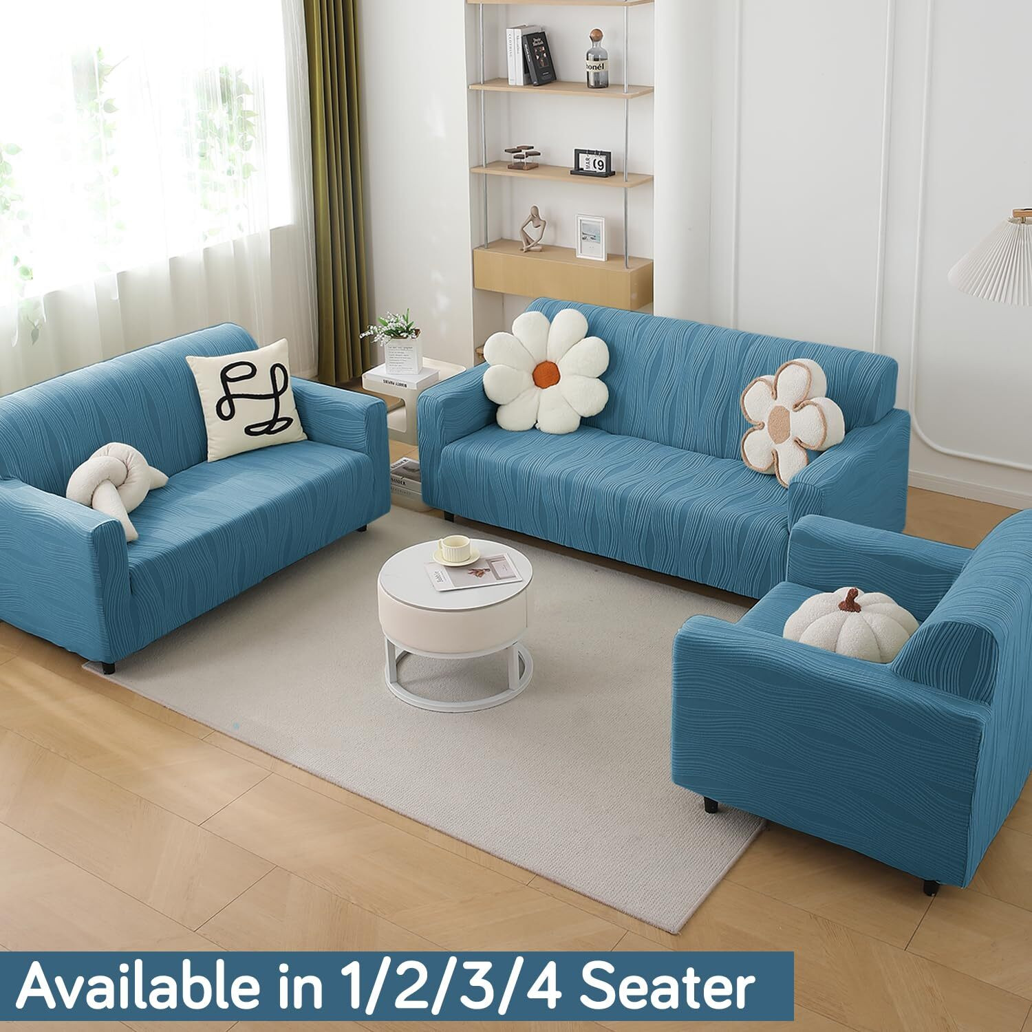 Image of HOKiPO Jacquard 3 Seater Sofa Striped Cover