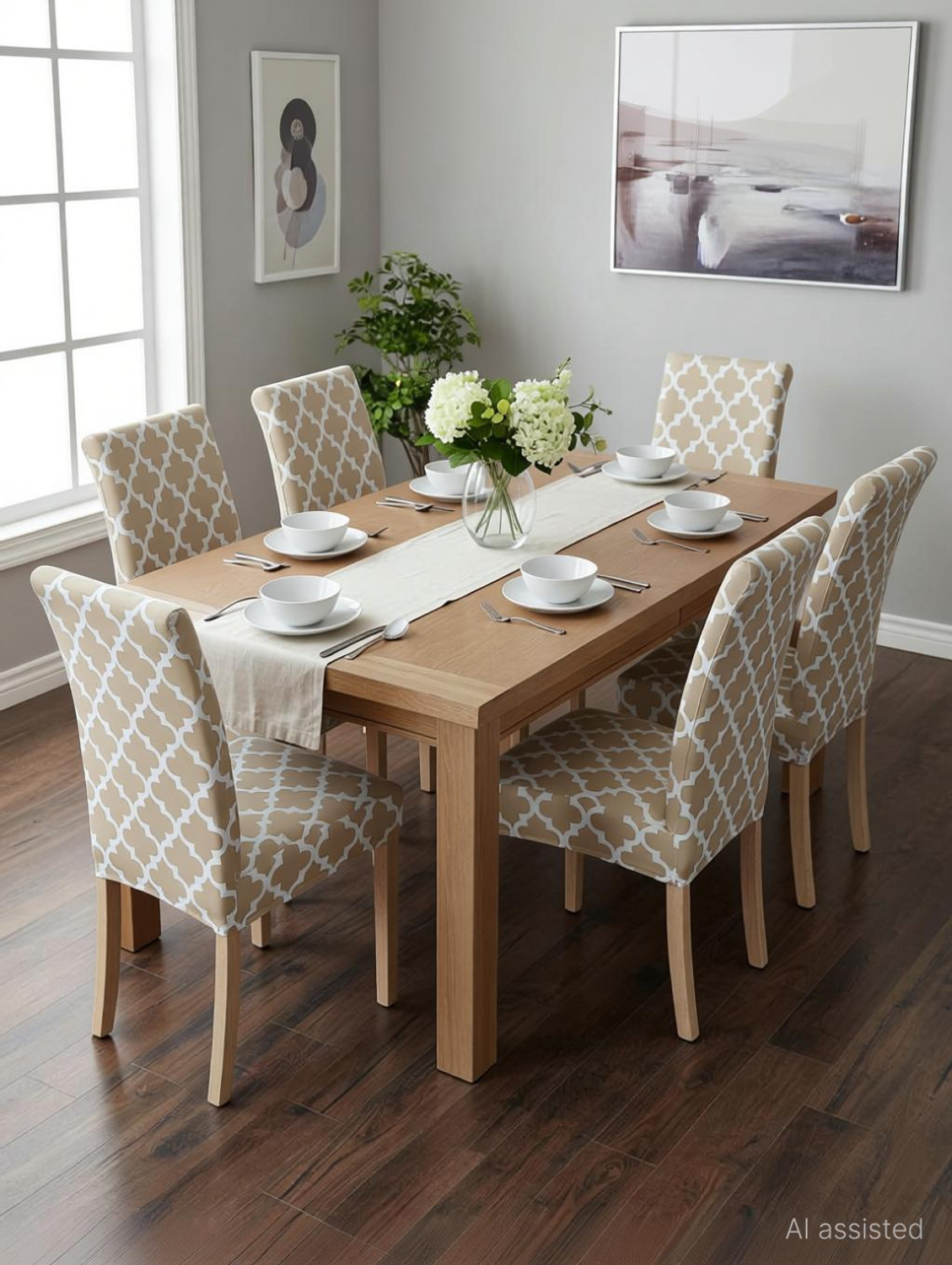 Image of QUIRKYHUB Polycotton 6 Seater Chair Floral Cover