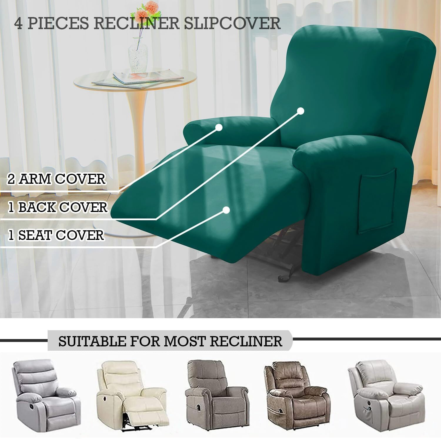 Image of HOKiPO Polyester 1 Seater Sofa Plain Cover