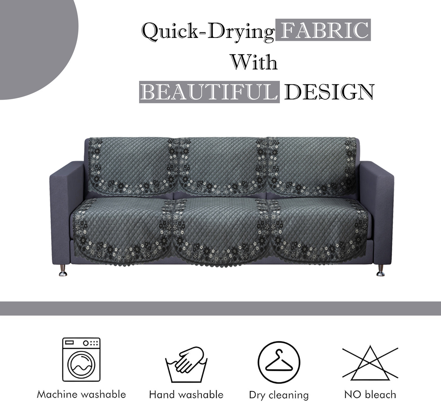 Image of KUBER INDUSTRIES Cotton 3 Seater Sofa Floral Cover