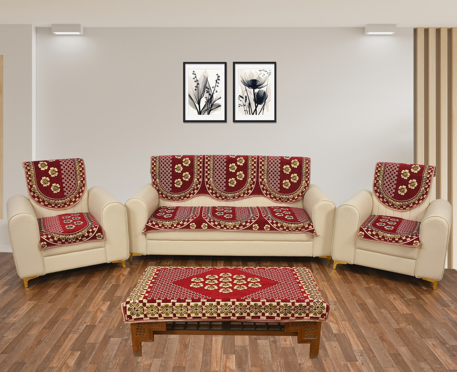Image of SGJ Jacquard 3 Seater Sofa Floral Cover