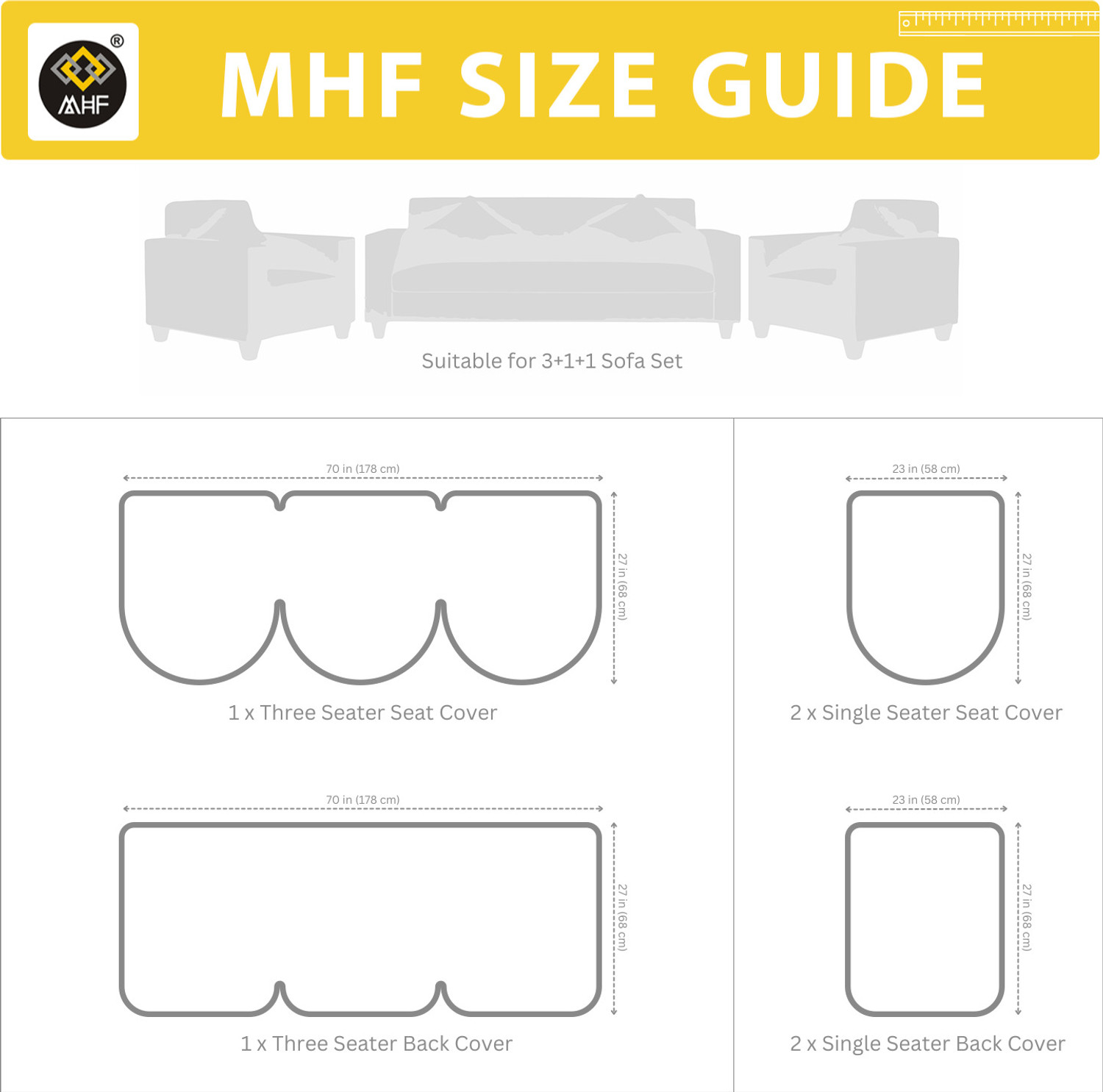 Image of MHF Velvet, Chenille 3+1+1 Seater Sofa Floral Cover