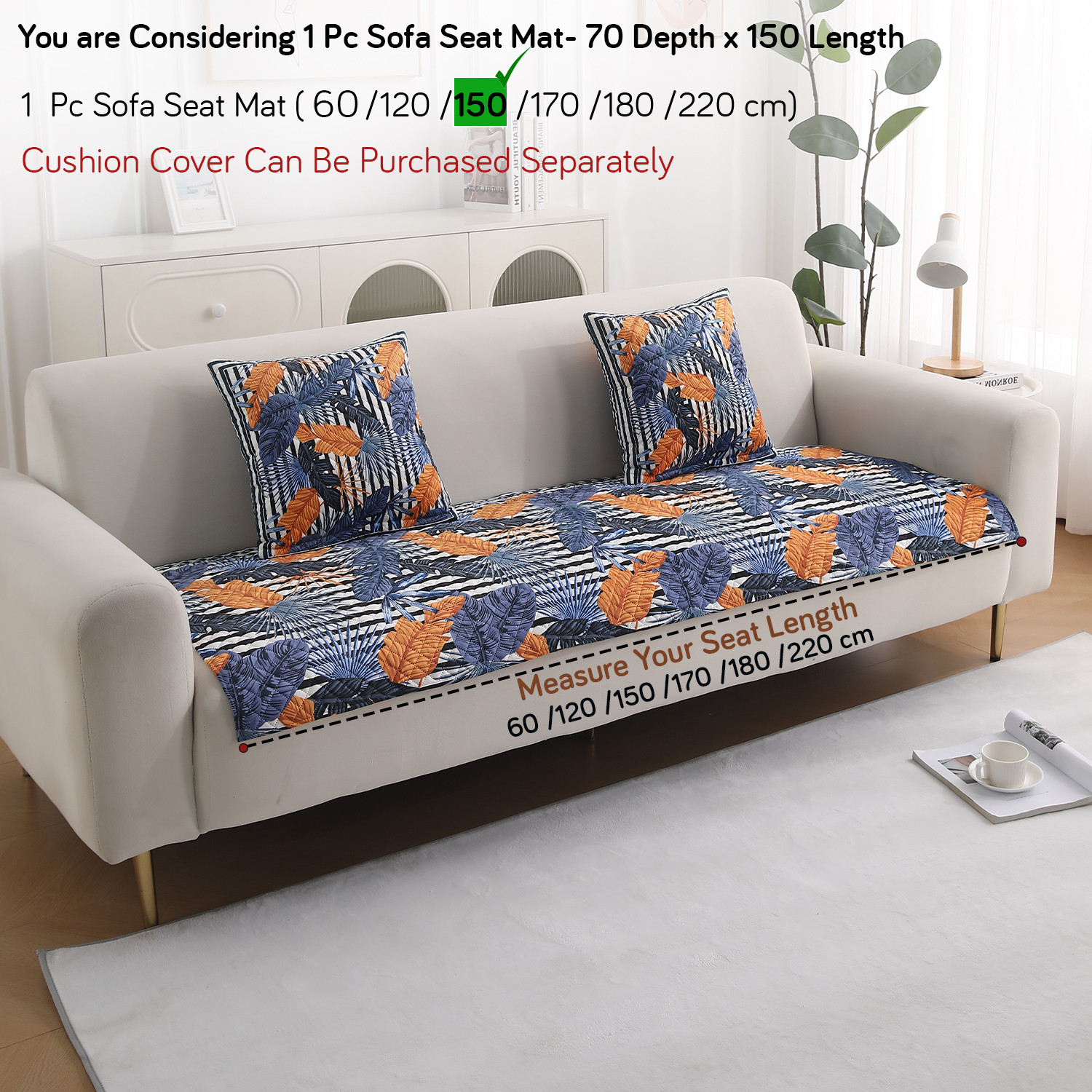 Image of HOKiPO Velvet 150 cm Sofa Floral Cover