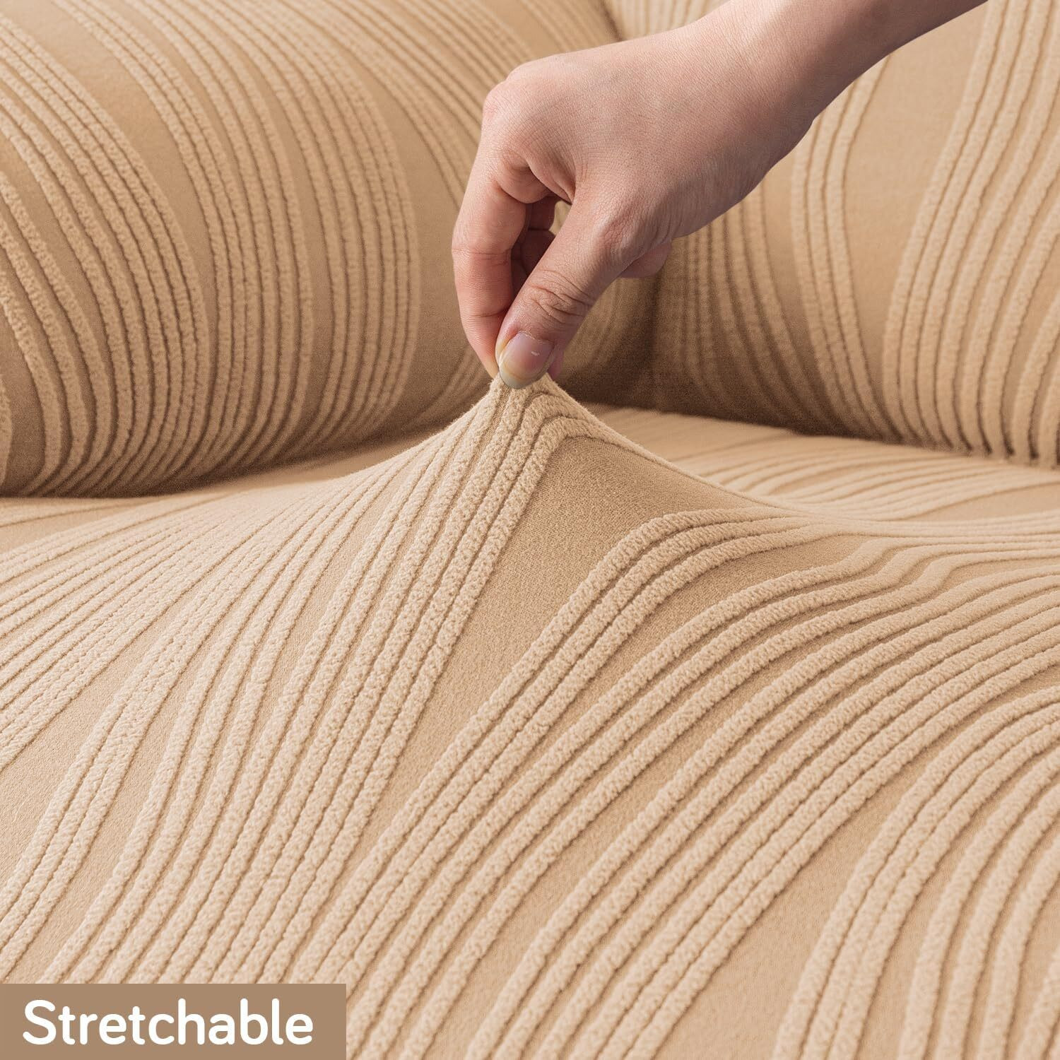 Image of HOKiPO Jacquard 3 Seater Sofa Striped Cover