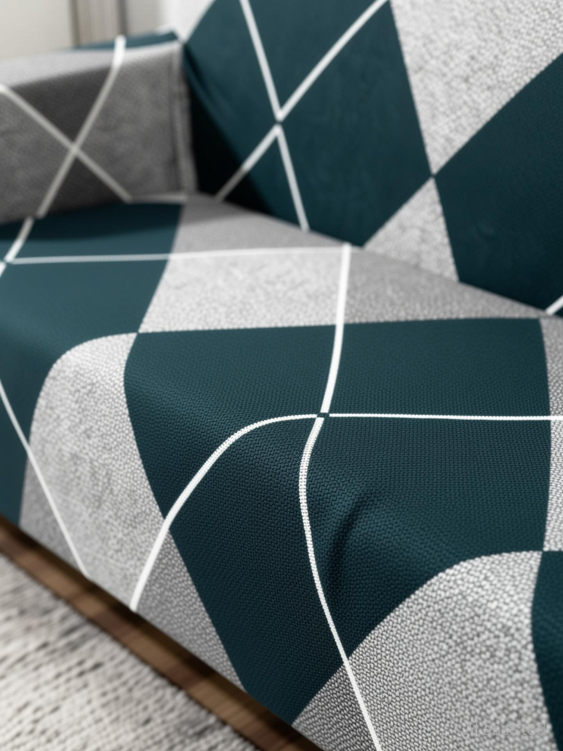 Image of Sinicki Polyester 3 Seater Sofa Geometric Cover