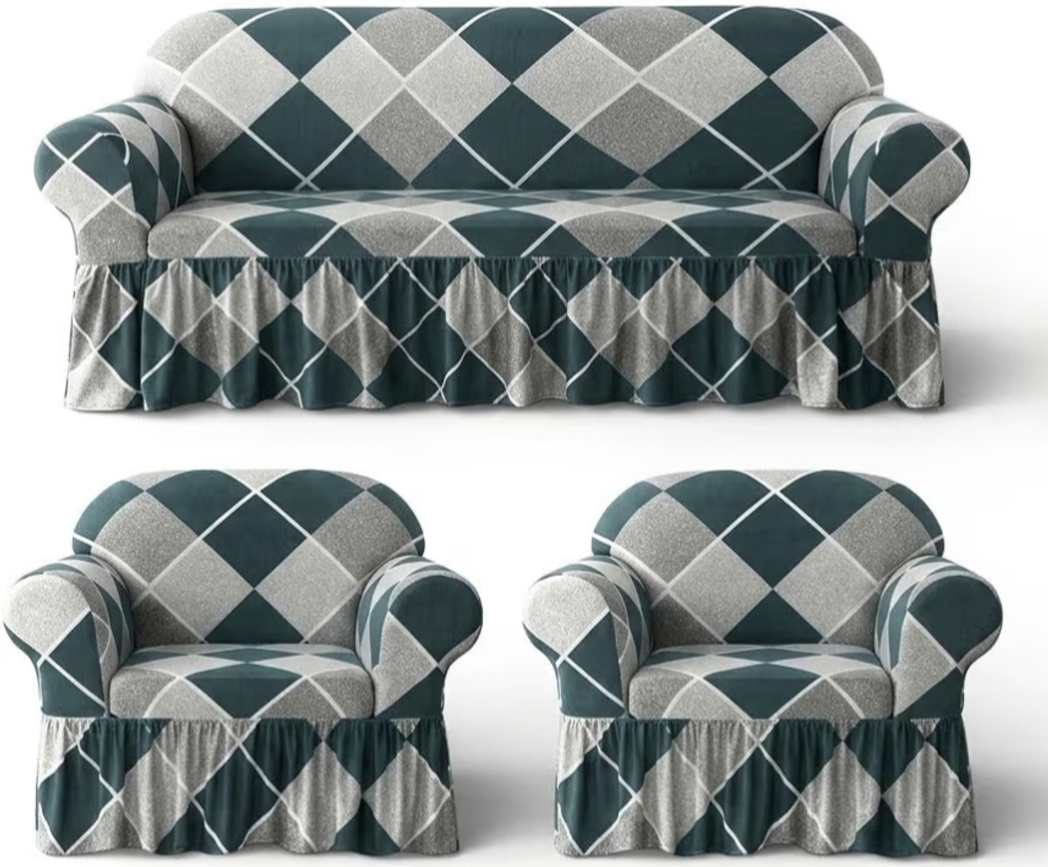 Image of Vikto Polyester 3+1+1 Seater Sofa Floral Cover