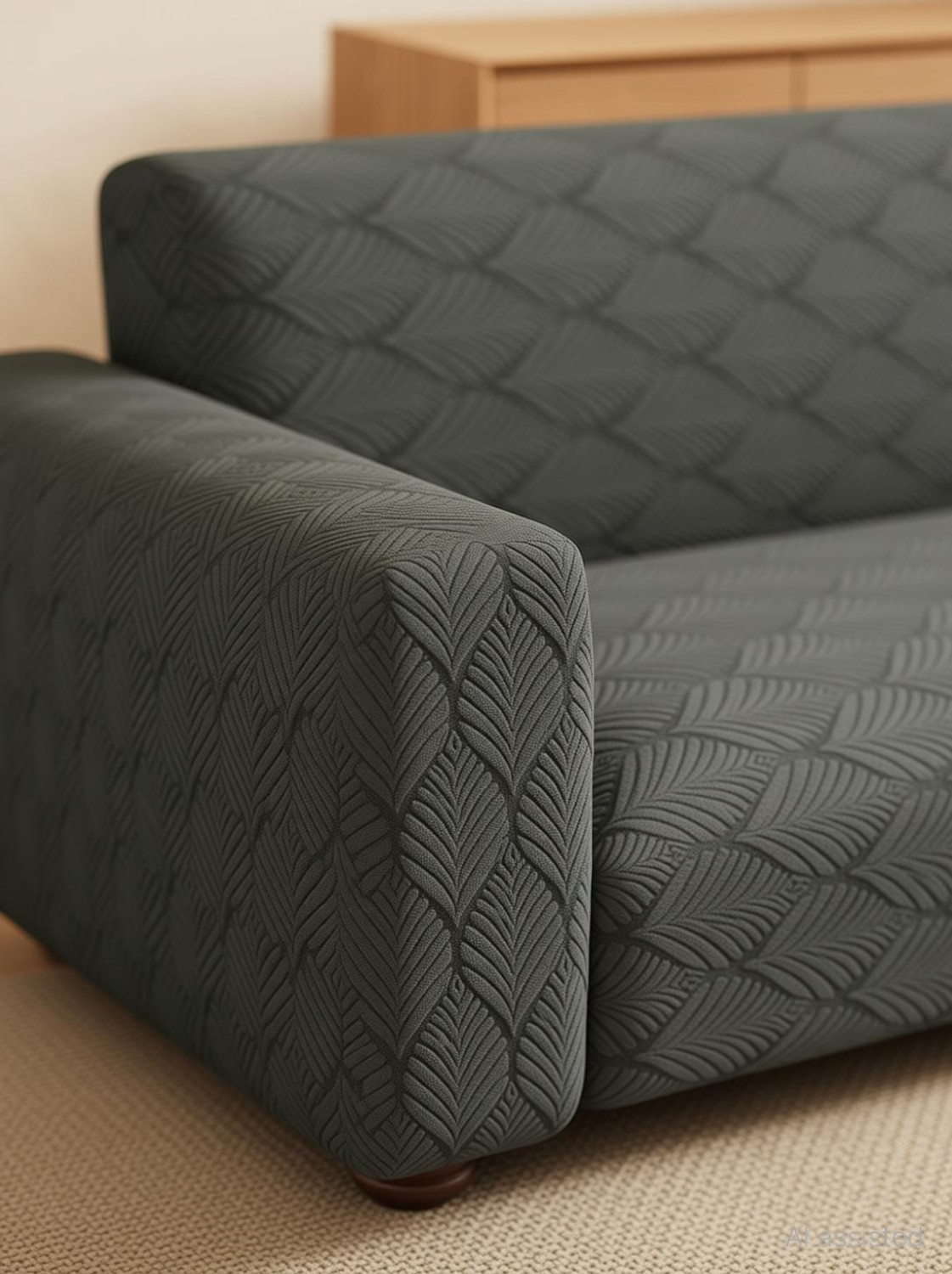 Image of LUKZER Jacquard 2 Seater Sofa Abstract Cover