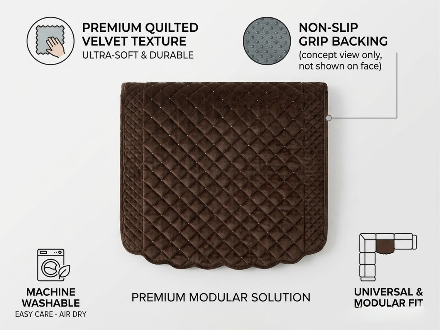 Image of WiseHome Velvet 3+1+1 Seater Sofa Checkered Cover