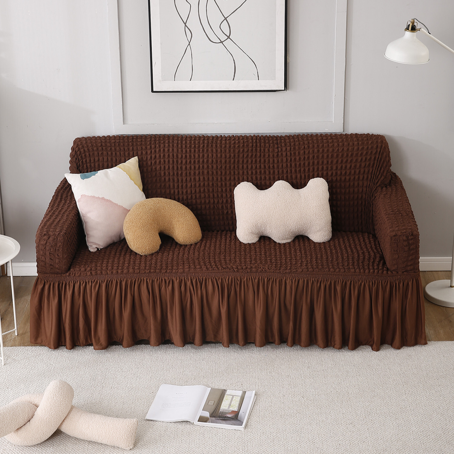 Image of HOKiPO Polyester 3 Seater Sofa Plain Cover