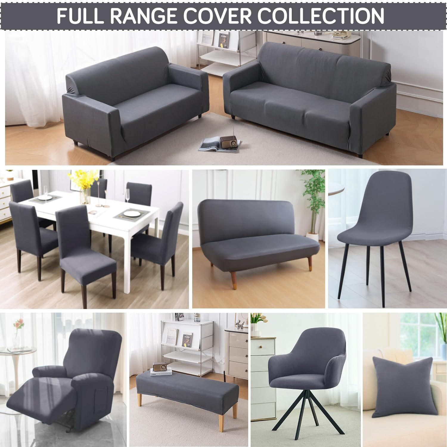Image of HOKiPO Polyester 3 Seater Sofa Plain Cover