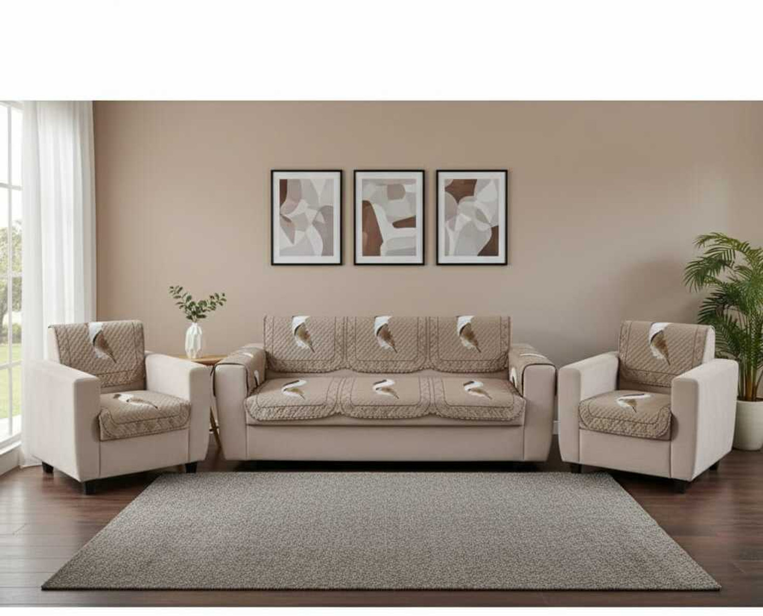 Image of RichBox Polycotton 3+1+1 Seater Sofa Abstract Cover