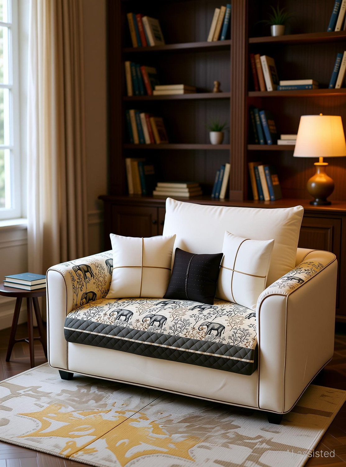 Image of DECORIAN Velvet 3+1+1 Seater Sofa Geometric Cover