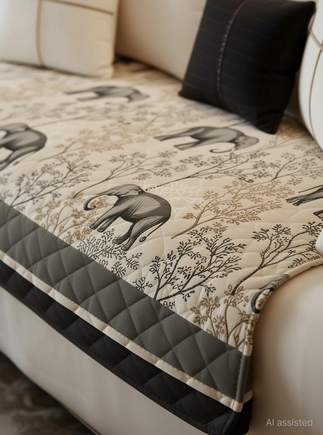 Image of DECORIAN Velvet 3+1+1 Seater Sofa Geometric Cover