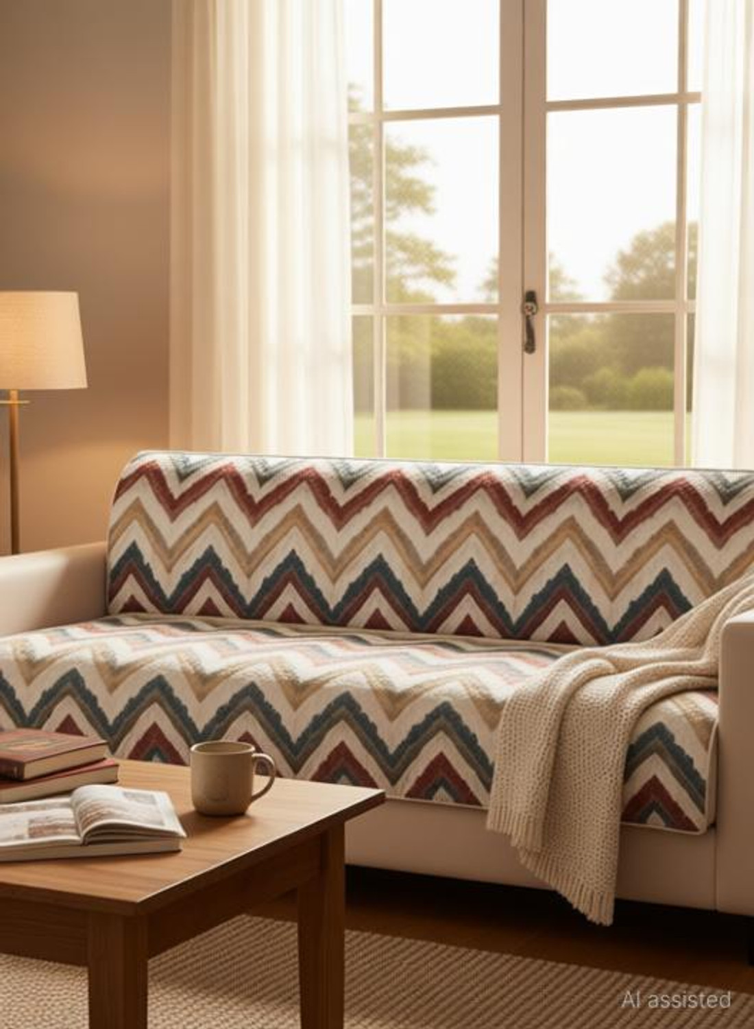 Image of MSC Velvet 3 Seater Sofa Abstract Cover